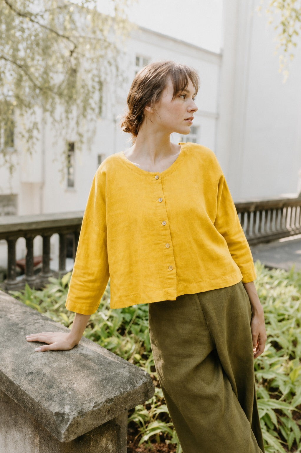 Women’s Mustard Yellow Cotton Casual Top