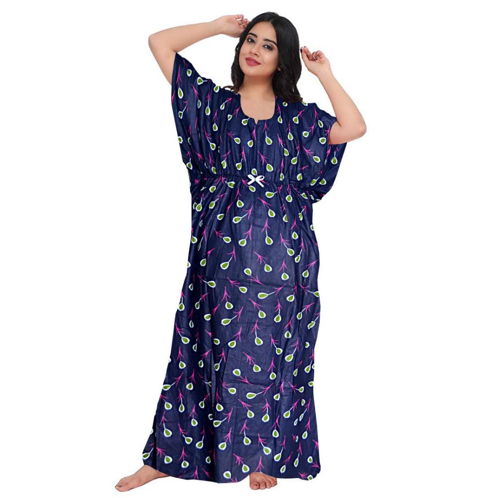 Stylish Floral Print Maxi Nightwear - Full Length Kaftan for Women