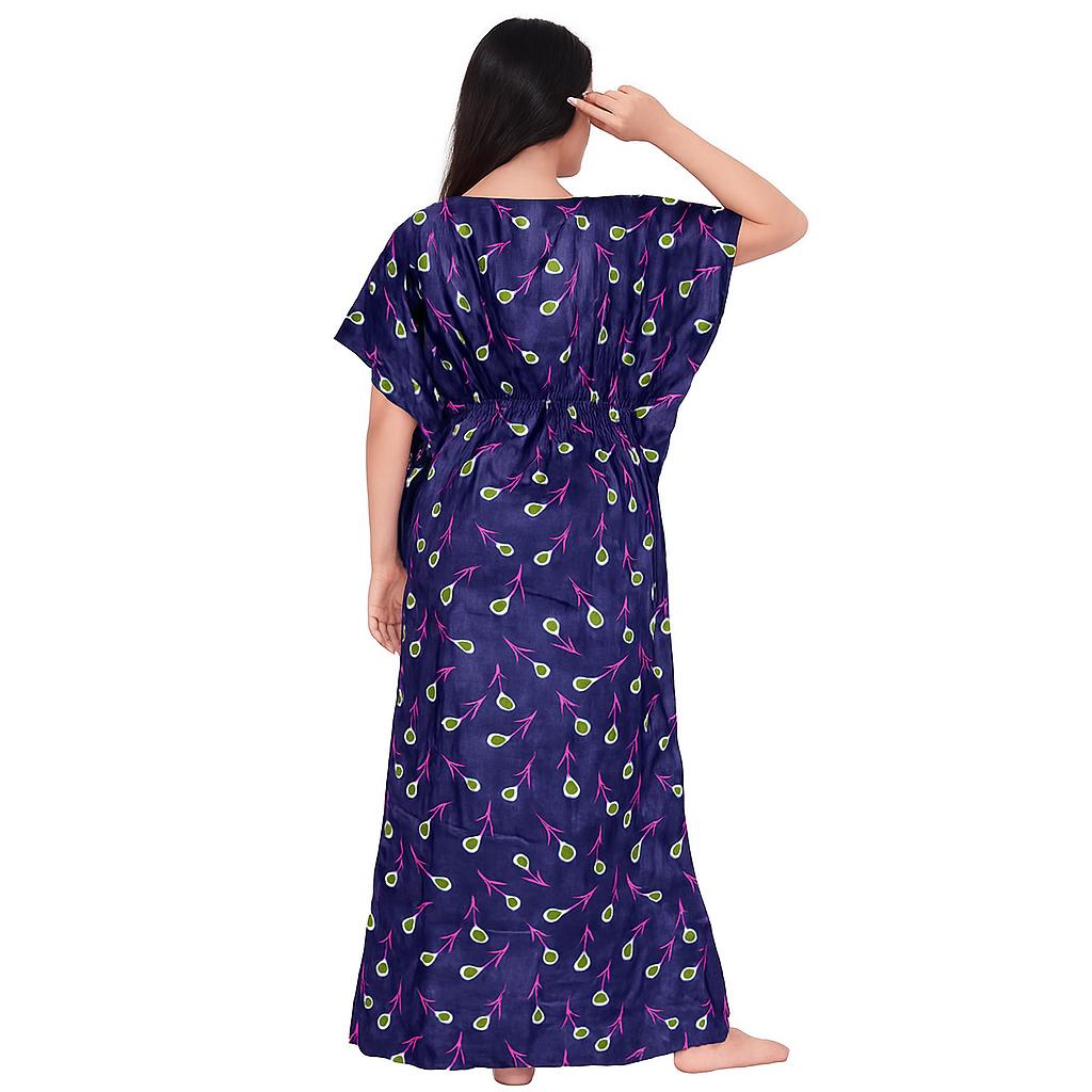 Stylish Floral Print Maxi Nightwear - Full Length Kaftan for Women