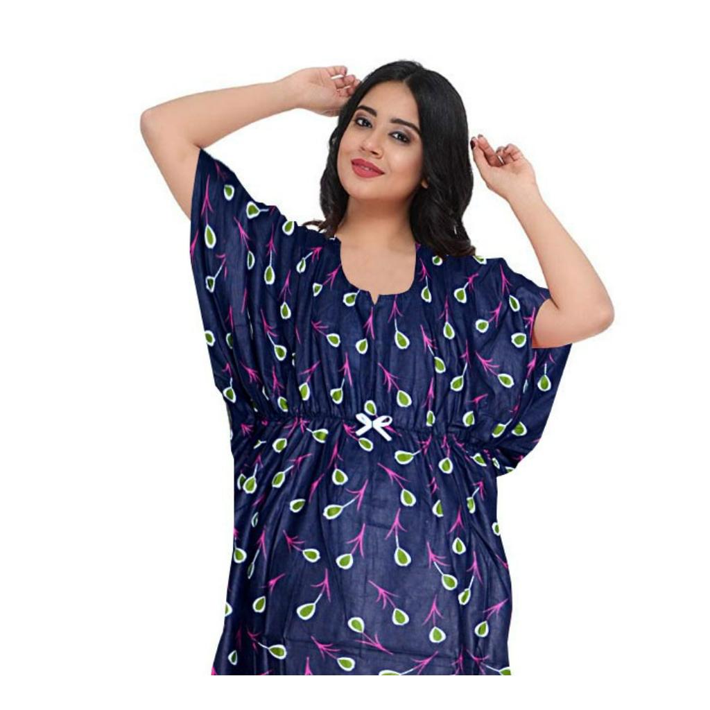 Stylish Floral Print Maxi Nightwear - Full Length Kaftan for Women