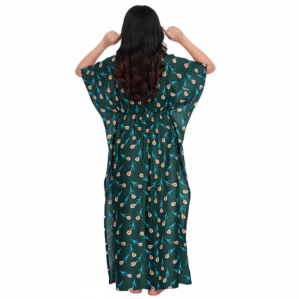 Stylish Floral Print Maxi Nightwear - Full Length Kaftan for Women