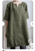 Women’s Solid Olive Green A-Line Kurti | 3/4 Sleeve V-Neck Casual Straight Kurta